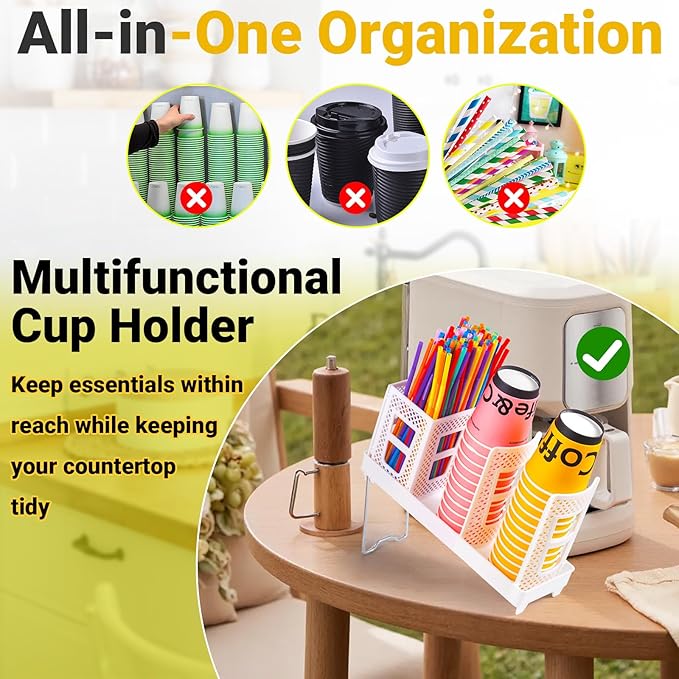 Cup and Lid Holder, Disposable Paper Cup Dispenser - Image 4