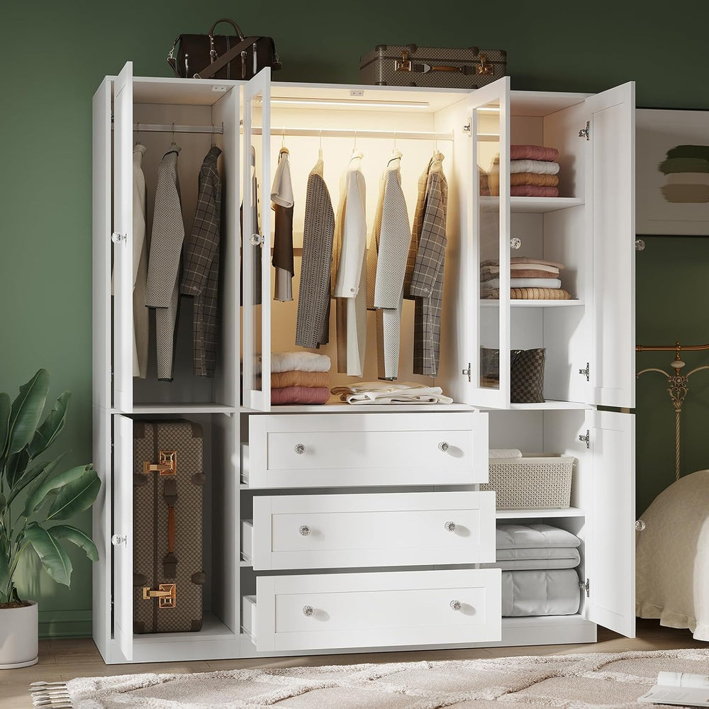 VOWNER 71" H Armoire Wardrobe Closet with Motion Sensor LED Light