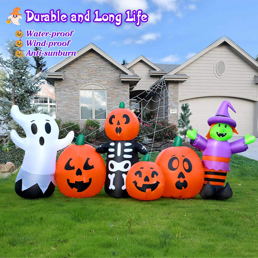 8 ft Halloween Inflatable Pumpkin Outdoor Decoration, Large Blow Up Witch, Gh...