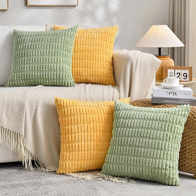 Fancy Homi Set of 4 Spring Boho Decorative Throw Pillow Covers 26x26 Inch by Fancy+Homi