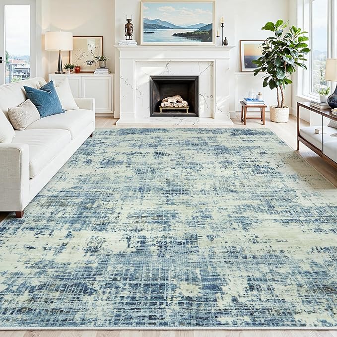 6x9 Area Rugs for Living Room Washable Rug: Anti-Skid Abstract Modern Living by Crority