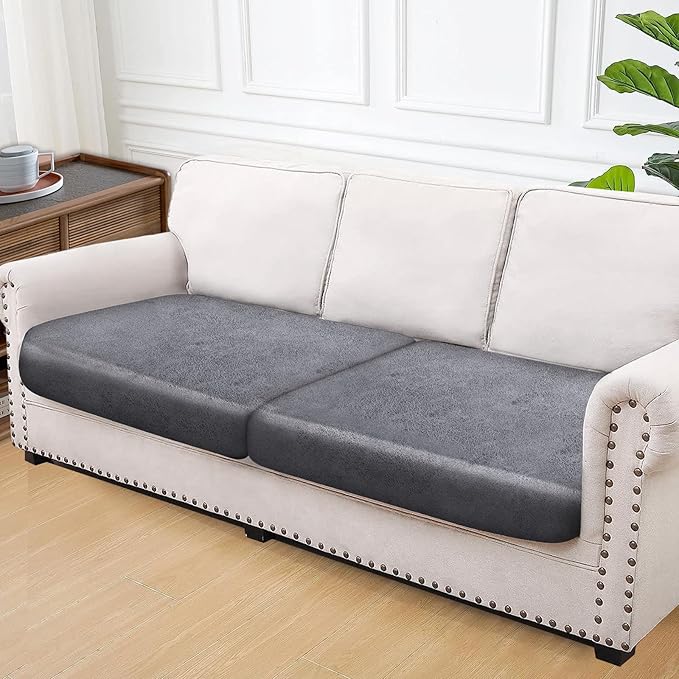 Leather Look Couch Cushion Covers Sofa Seat Slipcovers Sets Couches Furniture - Image 7