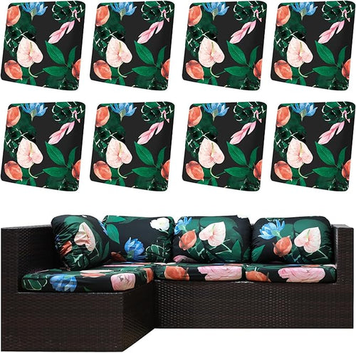 8Pcs Outdoor Cushion Covers, Patio Cushion Covers, Stretch Elastic Slipcovers by dreahoteztil
