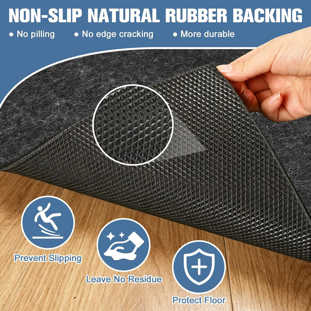 Placoot 2x8 Ft Non Slip Rug Pad Gripper, 1/6-inch Thick Shock-Absorbing Carpet Mat, Under Area Rugs Anti Skid Mat with Natural Rubber Backing, Surface Cushion for Hardwood, Carpet, Tile Floors