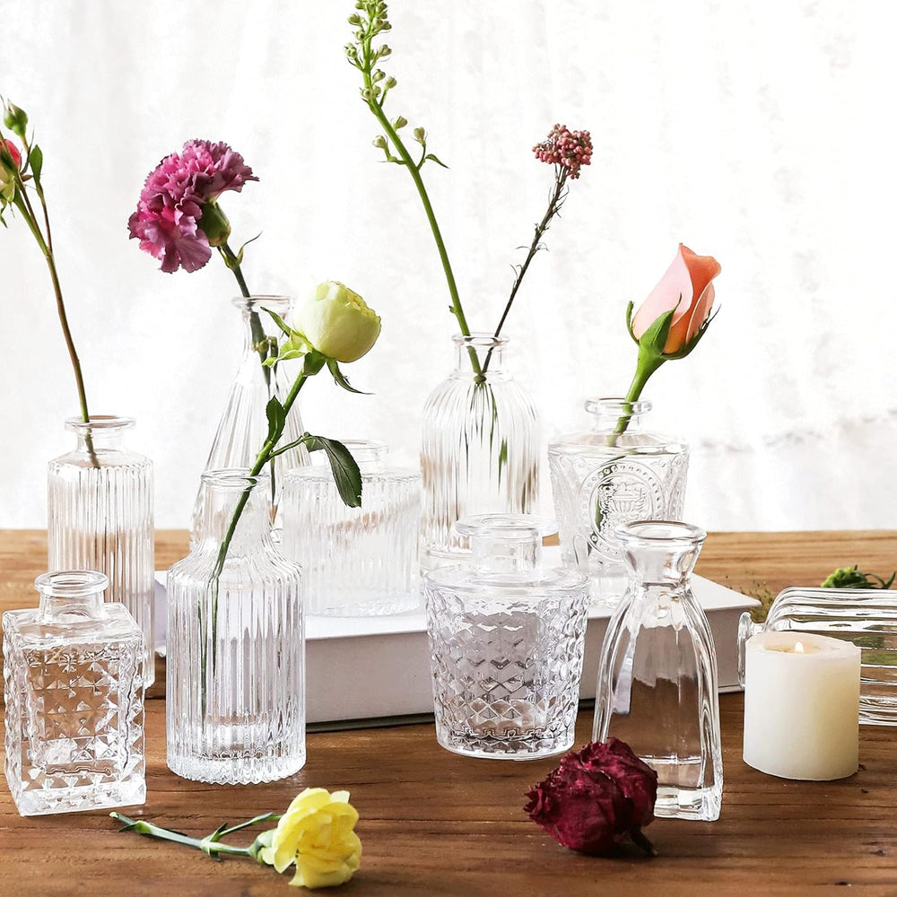 Glass Bud Vases -Set of 20 for Flowers, Small Clear Bud Vases in Bulk for Cen...