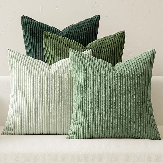 MIULEE Boho Farmhouse Sage Green Throw Pillow Covers 20x20 Inch Set of 4 by MIULEE