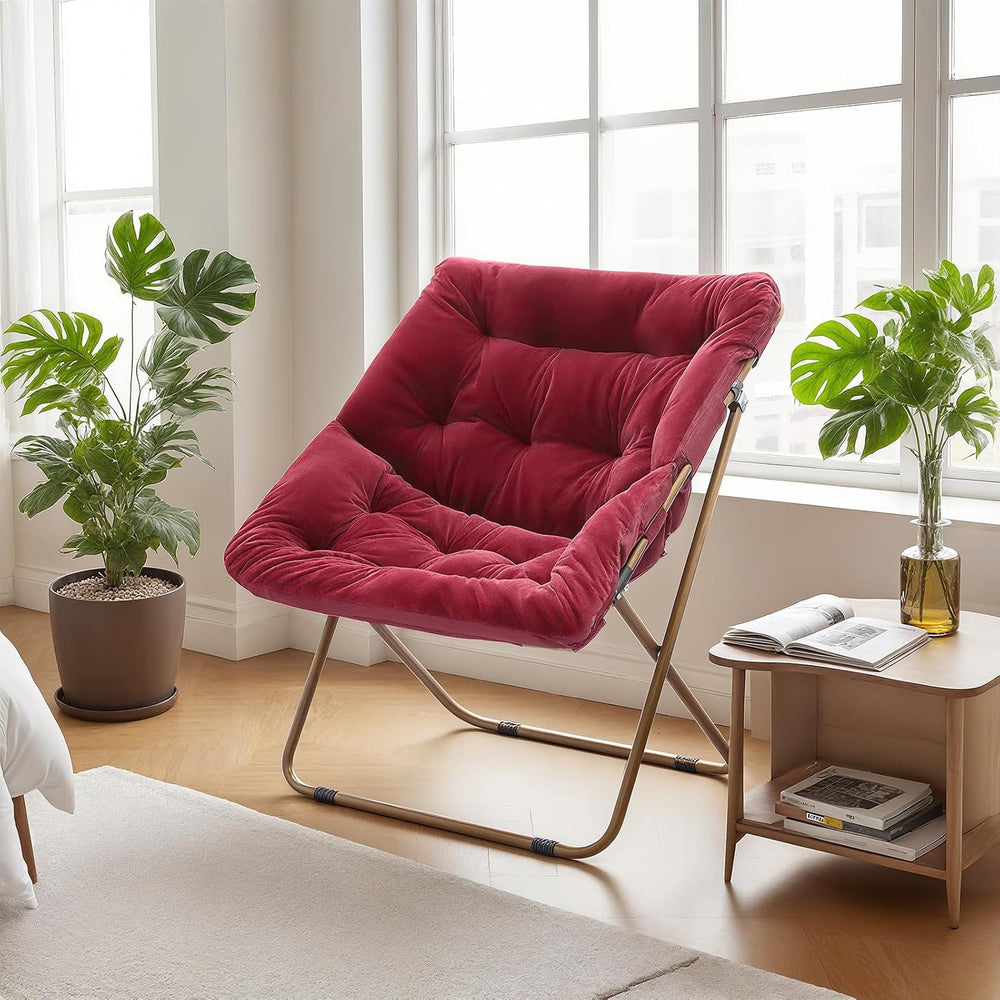 Athena Collection Saucer Chair for Adult, Square Comfy Cozy Chair,Red