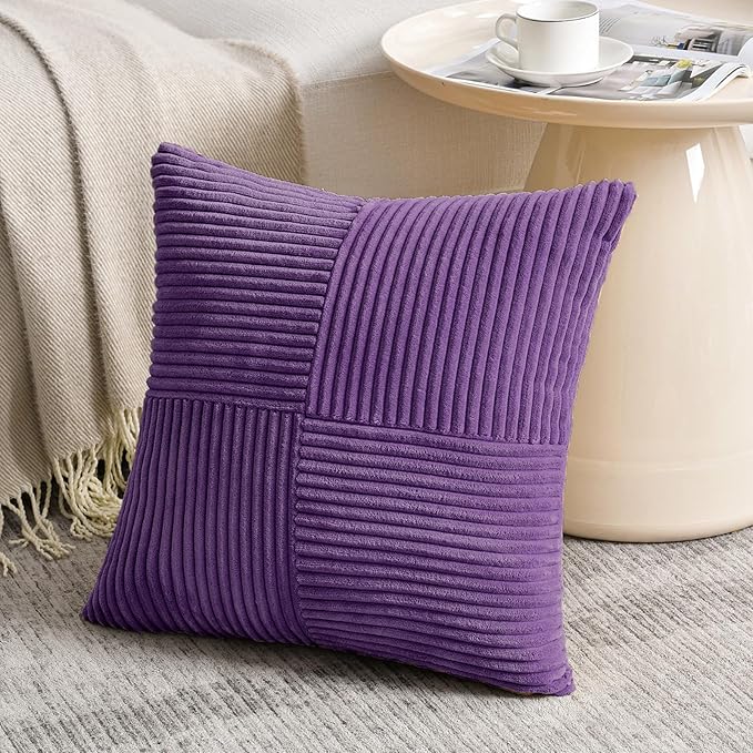 Fancy Homi 2 Packs Purple Euro Decorative Throw Pillow Covers 26x26 Inch - Image 2