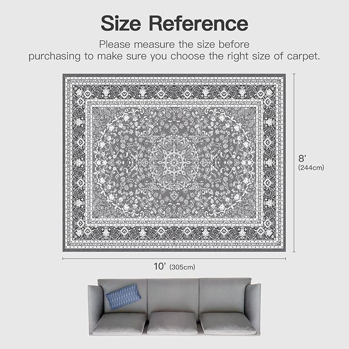 Lofus 8x10 Area Rugs for Living Room, Machine Washable Non-Slip Area Rug - Image 2