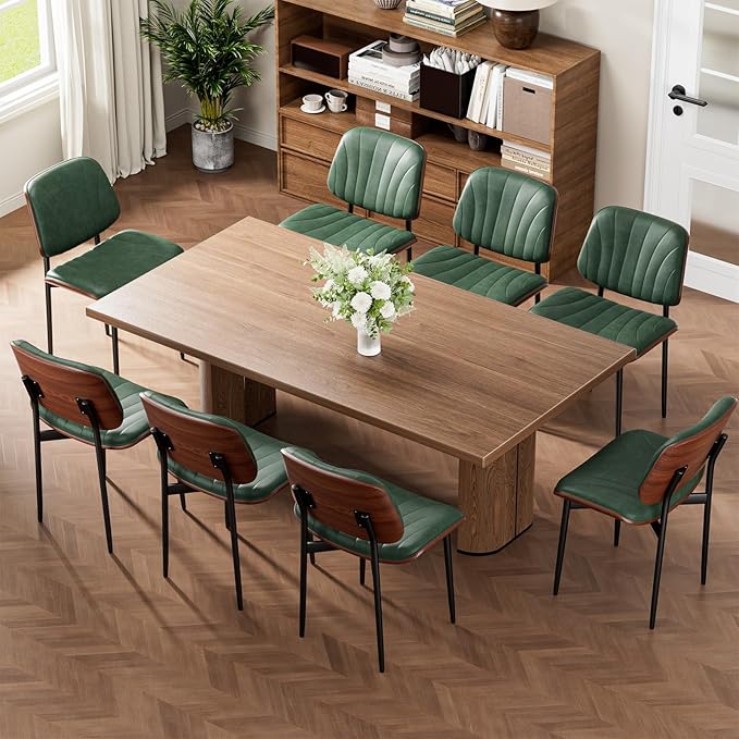 Dining Chairs Set of 2, Mid-Century Modern Upholstered PU Leather Chairs with...