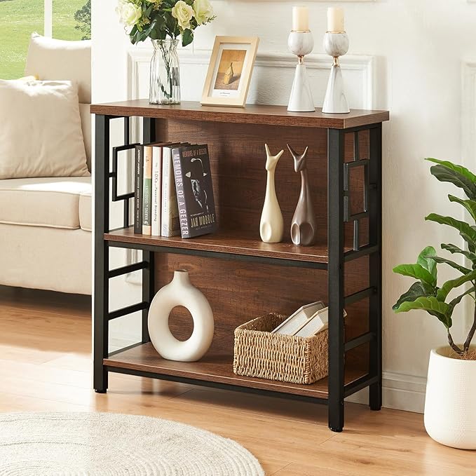 HOMISSUE Book Shelf, 3 Tier Small Bookshelf with Storage, Engineered Wood and...