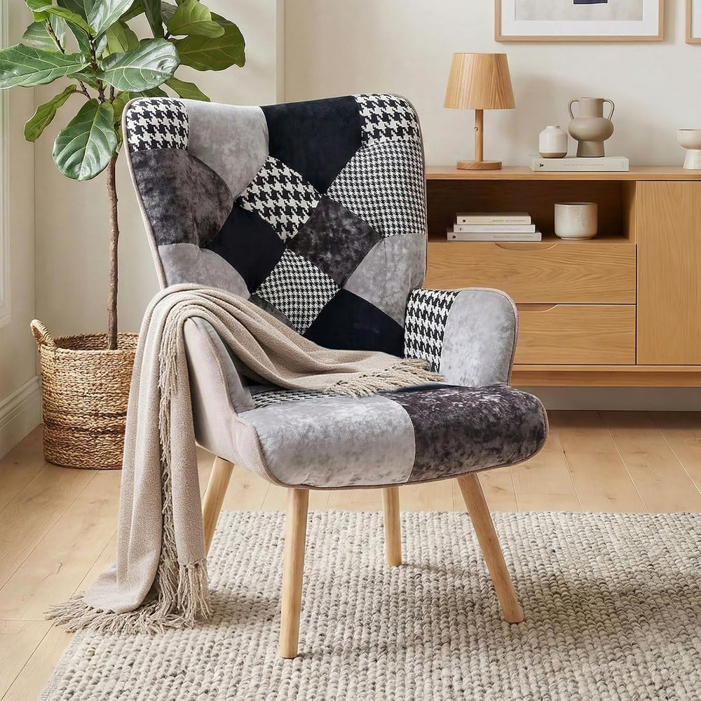 Joysoul Living Room Accent Chair Modern High Back Arm Chair, Houndstooth Patt...