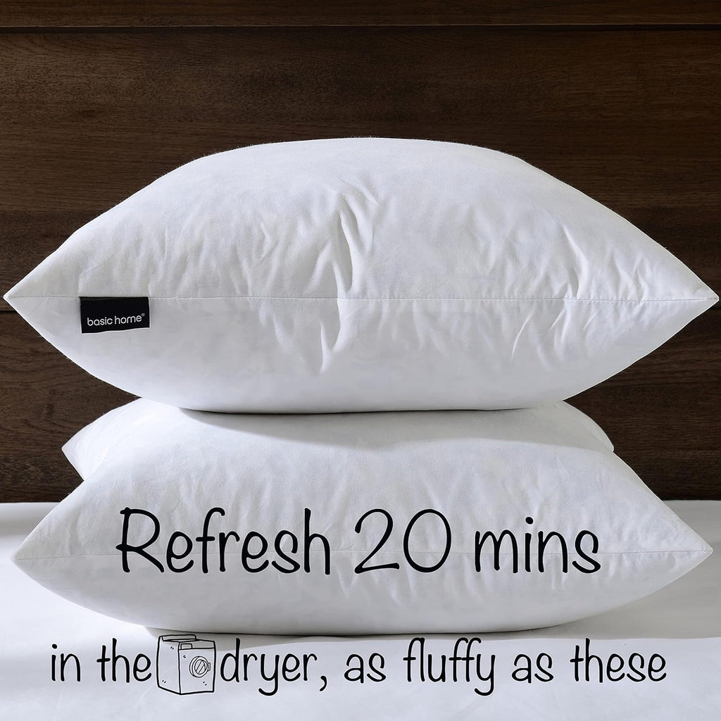 basic home 28x28 Euro Throw Pillow Insert-Down Feather Pillow Insert-Cotton Fabric-White-1 Piece