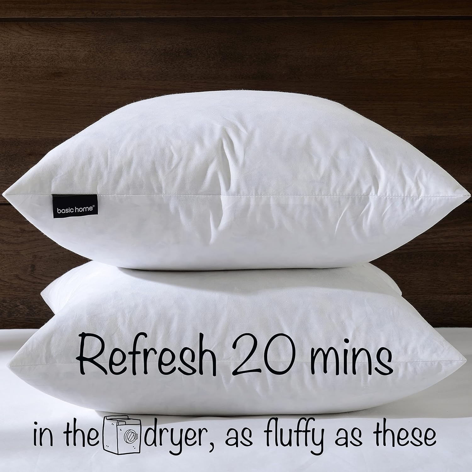 basic home 28x28 Euro Throw Pillow Insert-Down Feather Pillow Insert-Cotton Fabric-White-1 Piece
