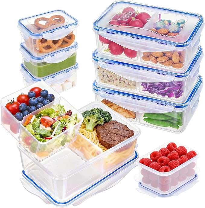 KIGI Lunch Container Set with Small Containers, 3 Compartment Food Storage