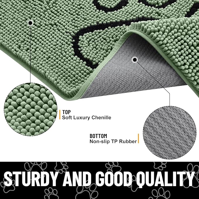 Smiry Dog Door Mat for Muddy Paws, Absorbent Dirt Trapper Non Slip Quick Dry - Image 3