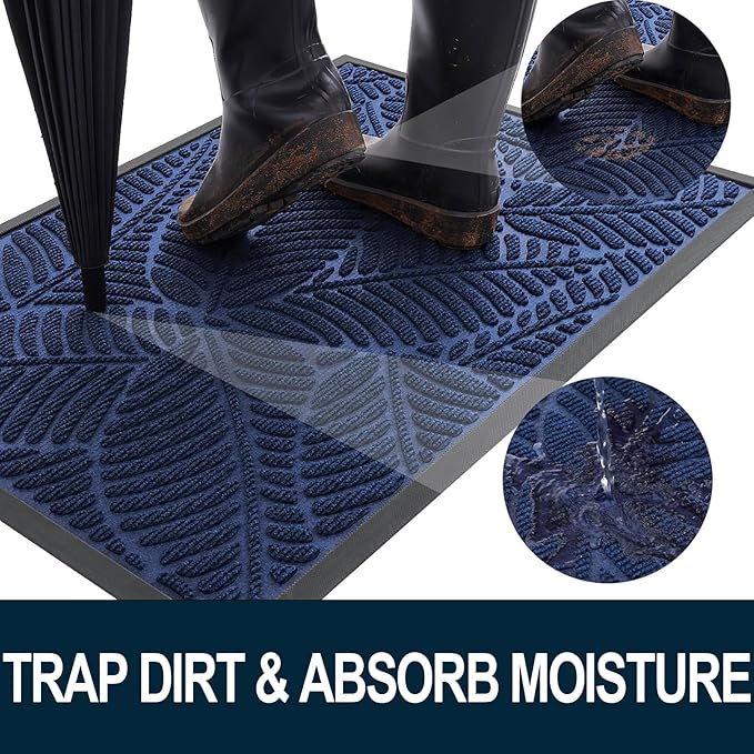 Colorxy Waterproof Doormat, Sturdy Natural Rubber Front Indoor Mat, Non Slip - Image 2