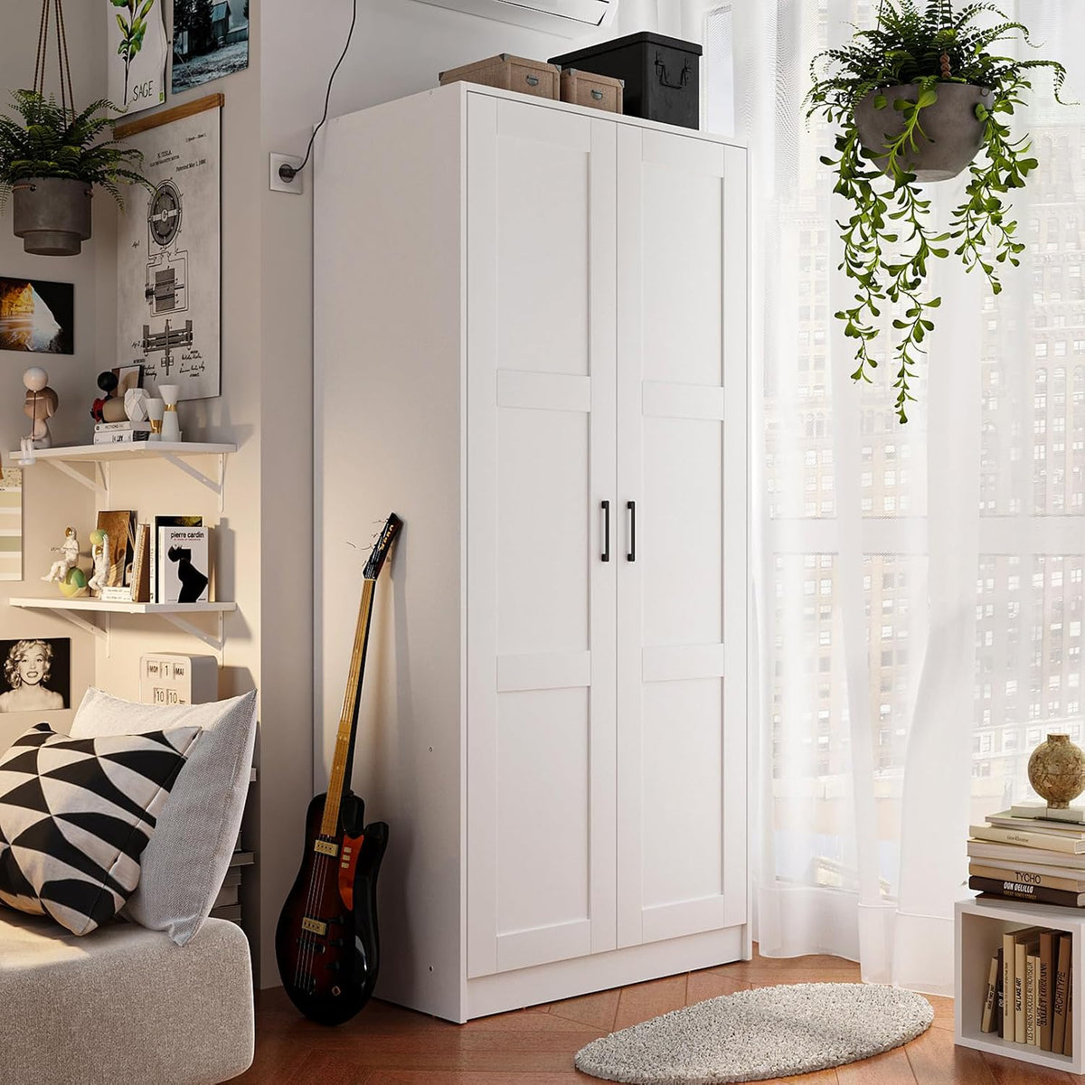 fddevelop fenghua lizhi wood white wardrobe closet with shown in use