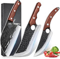 TAN REN 3PCS Butcher Knife Set for Meat Cutting, Hand Forged Meat Cleaver Knives by TANRENSincerelyBuildKnives