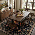Area Rugs 7'x10' Washable Non-Slip, Floral Vintage Distress Print Pattern by RELEANY