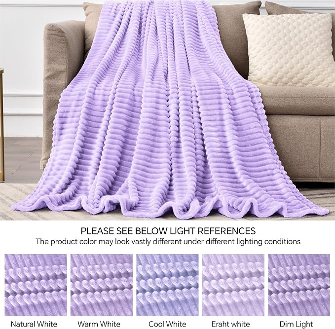 BEDELITE Fleece Blanket Twin Size – 3D Ribbed Jacquard Soft and Warm Decorative - Image 5