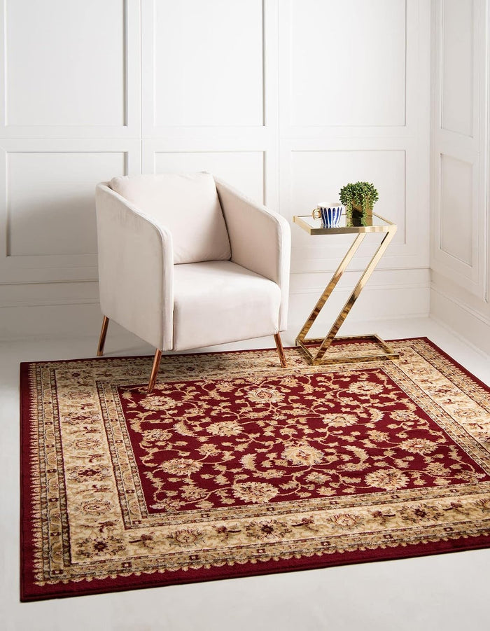 Unique Loom Voyage Collection Area Rug - St. Louis (7' 1" Square Red/Gold)