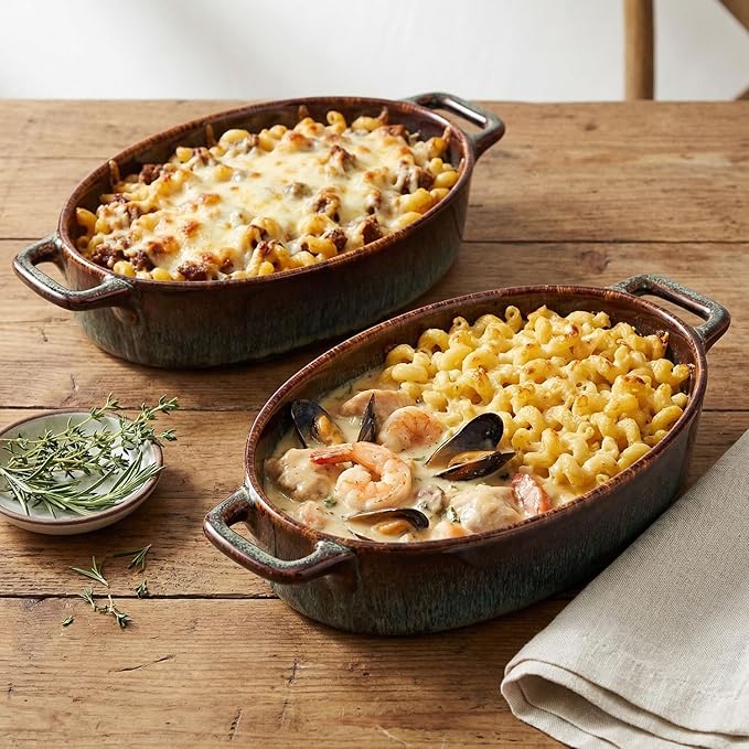 9" x 6" Porcelain Oval Casserole Dishes, 2 pieces Baking Dish