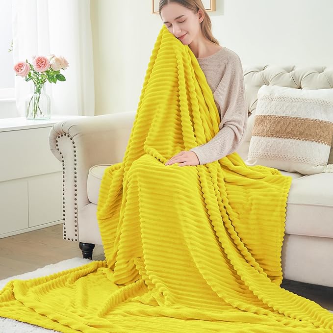 BEDELITE Fleece Blanket Twin Size – 3D Ribbed Jacquard Soft and Warm Decorative - Image 4