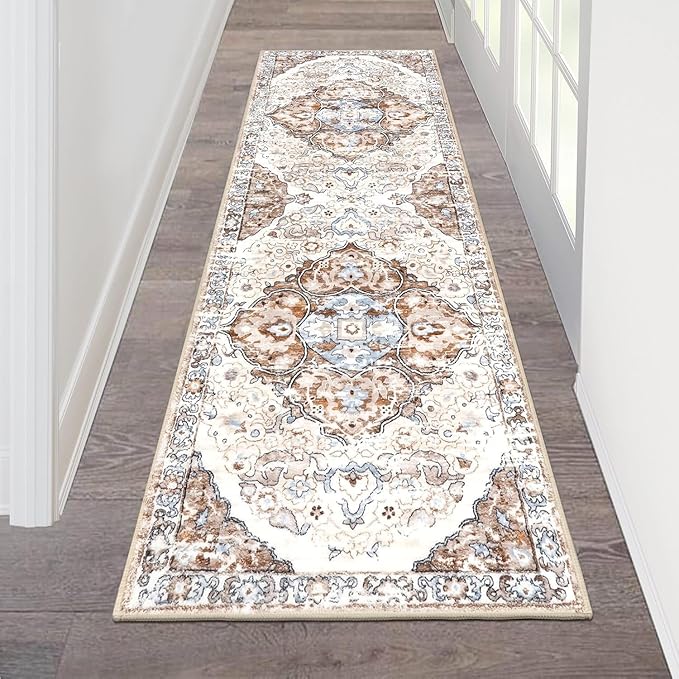 HEBE Hallway Runner Rug 2'x6' Washable Vintage Distressed Area Rugs Non Slip by HEBE