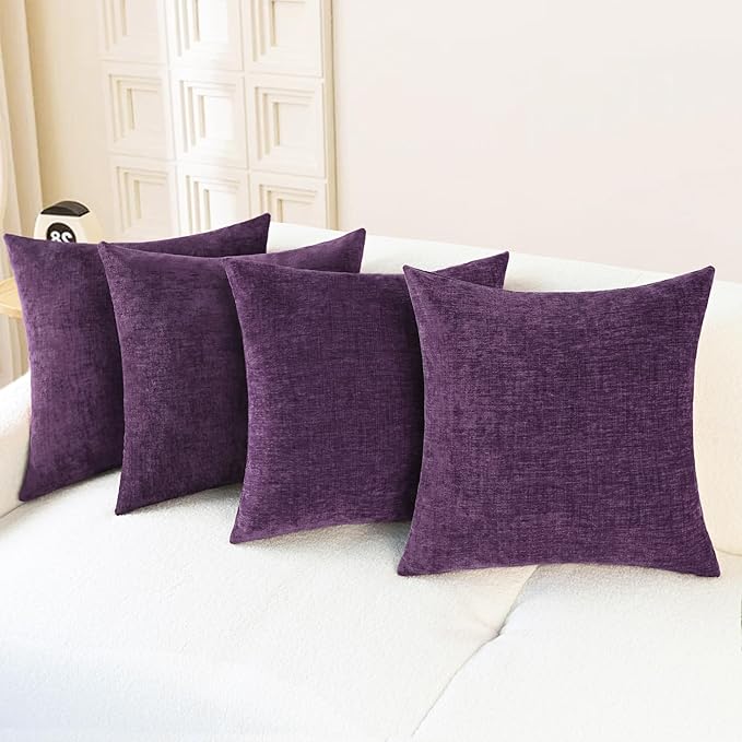 CaliTime Throw Pillow Covers Decorative 18 X 18 Inches Pack of 4 Cozy Chenille by CaliTime