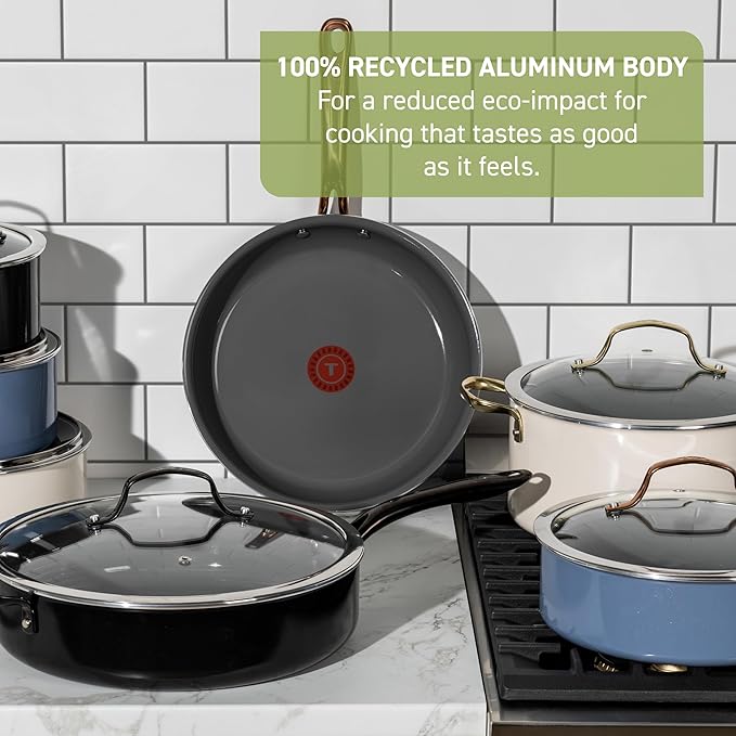 T-fal Preserve Ceramic, Non stick Cookware Set 13-Piece, Oven & Broiler Safe up - Image 3