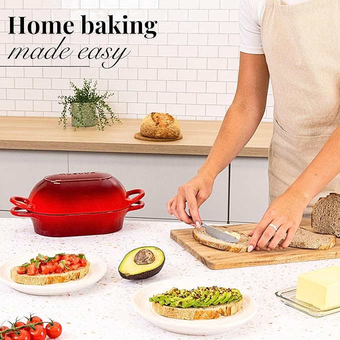 Dutch Oven For Sourdough Bread Baking – Enamelled Cast Iron Bread Loaf Pot –