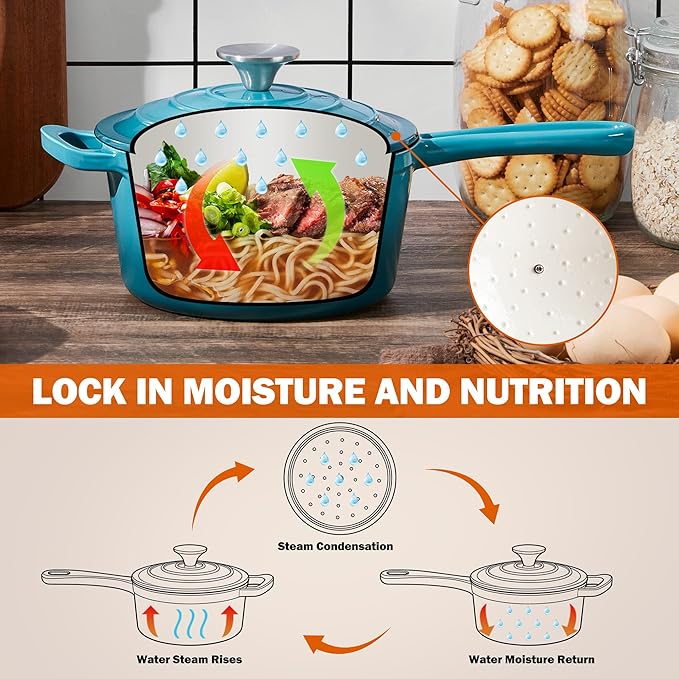 Homikit Cast Iron Sauce Pan, 1 Quart Enameled Cast Iron Saucepan - Image 5