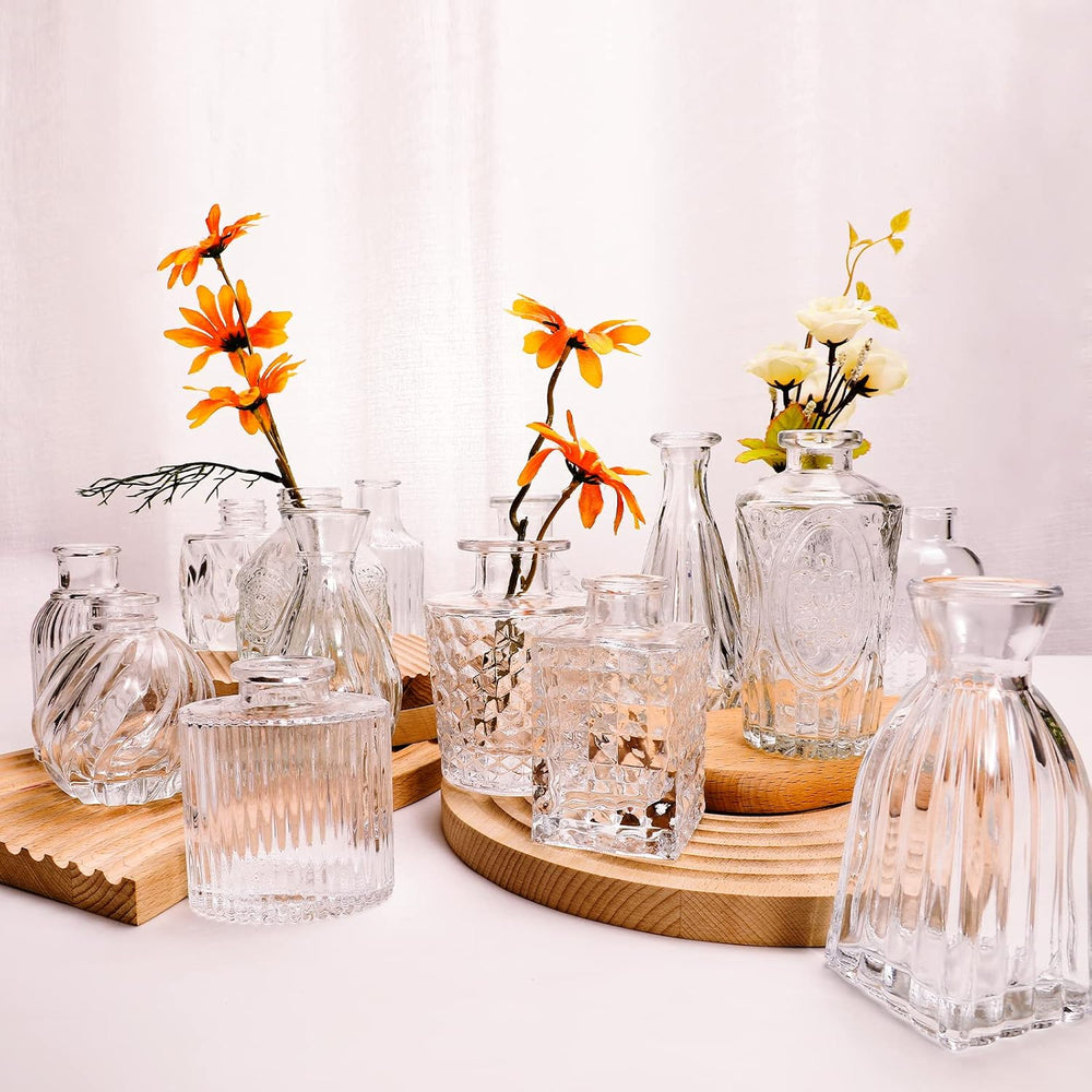 Arme Glass Bud vases in Bulk，Small Glass Flower Vase for Centerpieces 60Pcs