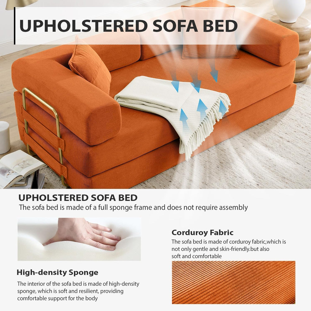 Convertible Folding Sofa Bed, Modern Futon Sleeper Sofa Fold Out Couch Bed wi...