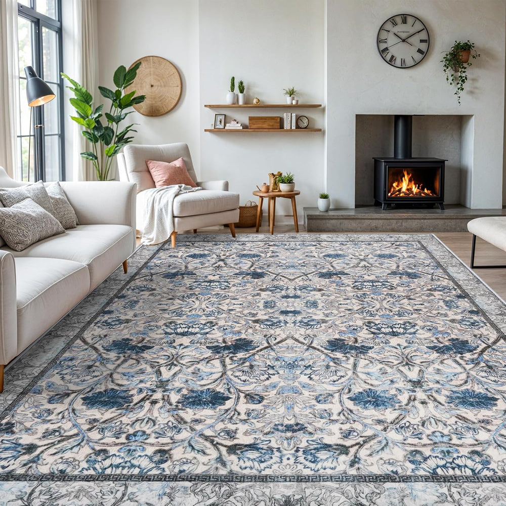 9x12 Area Rugs Living Room: Soft Machine Washable Floral Vintage Large Rugs