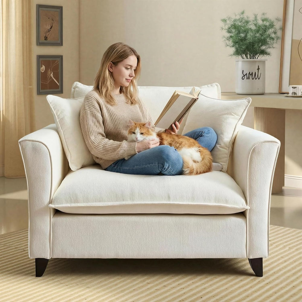 46.9" Chenille Upholstered Accent Chair Wide Seat for Living Room Bedroom
