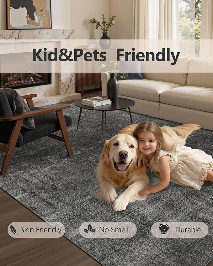 Latte&Fog 6x9 Area Rugs for Living Room Bedroom, Boho Non Slip Low Pile Carpet - Image 8