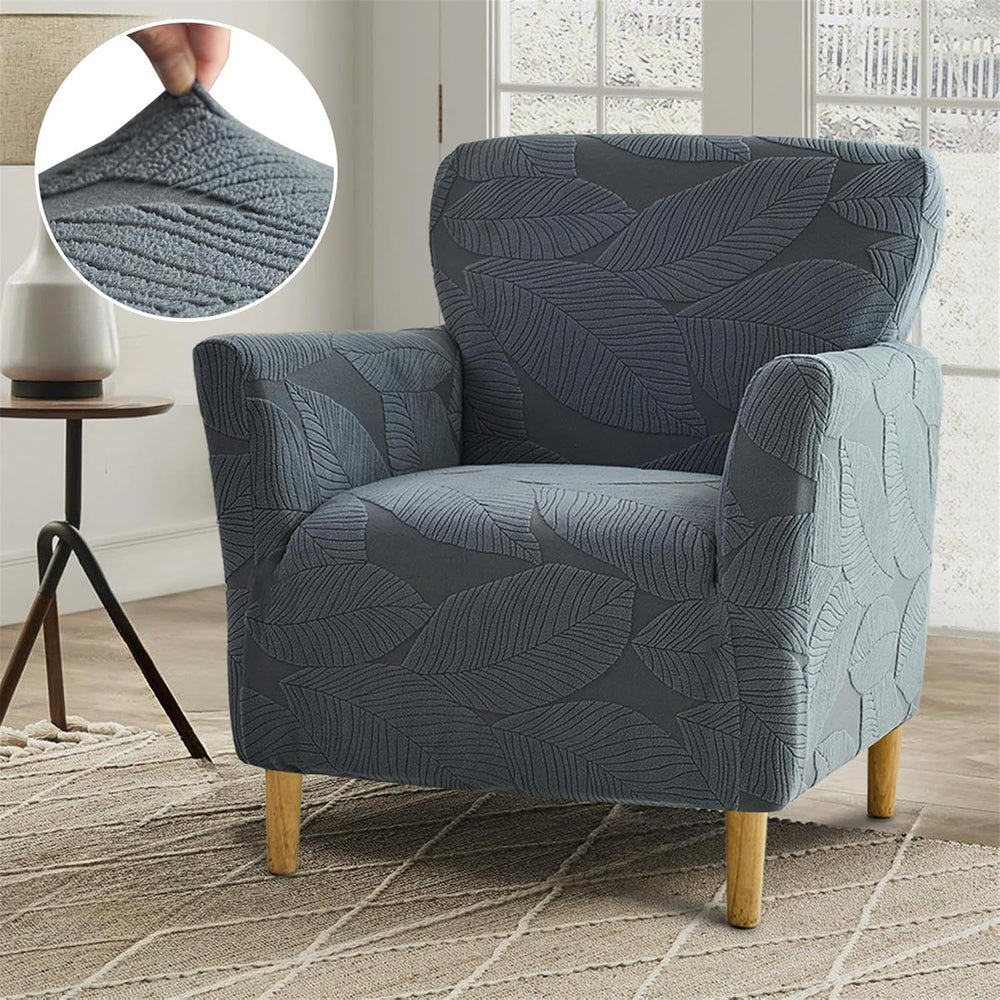 NILUOH Mid Century Modern Armchair Slipcover 1-Piece Stretch Jacquard Solid C...