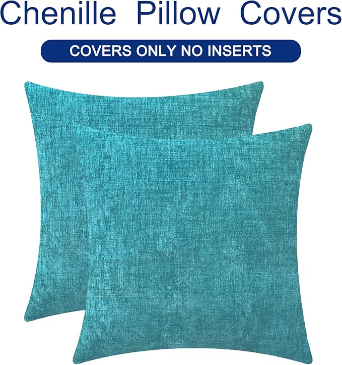 CaliTime Throw Pillow Covers Decorative 20 X 20 Inches Pack of 2 Cozy Chenille - Image 6