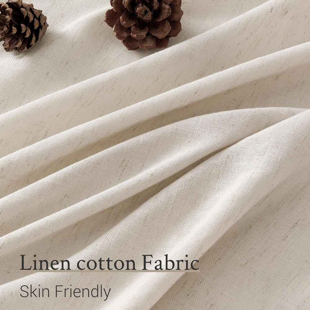 96 Inches Long Pleated Sheer Curtains,Oatmeal Linen Blended Light Filtering W...