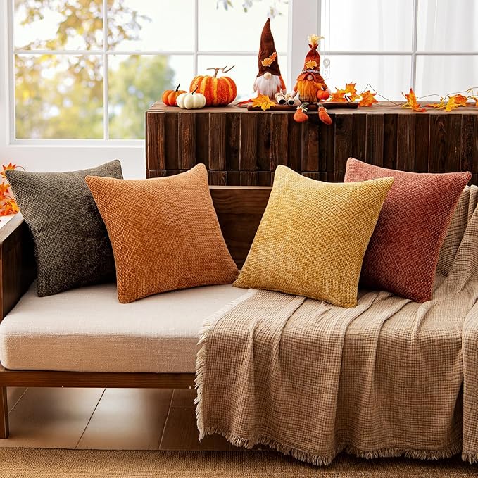 MIULEE Pack of 4 Orange/Yellow Couch Throw Pillow Covers 20x20 Inch Halloween - Image 8