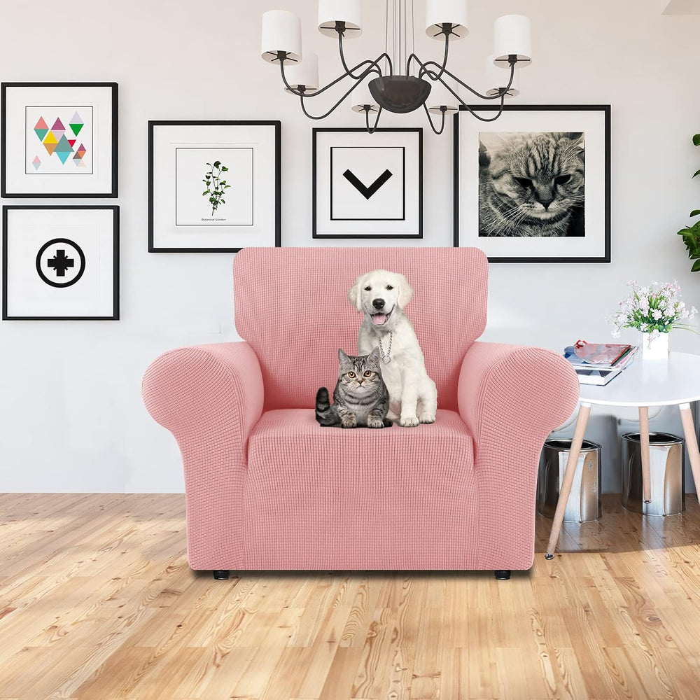 LURKA Stretch Chair Cover for Sofa, 1 Piece Armchair Slipcover, Pink