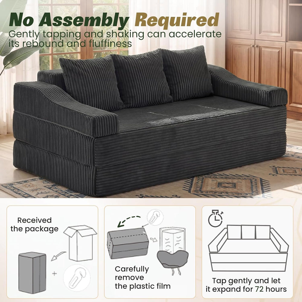Apicizon 78.7" Folding Convertible Sofa Bed, Boneless Sleeper Sofa Couch...