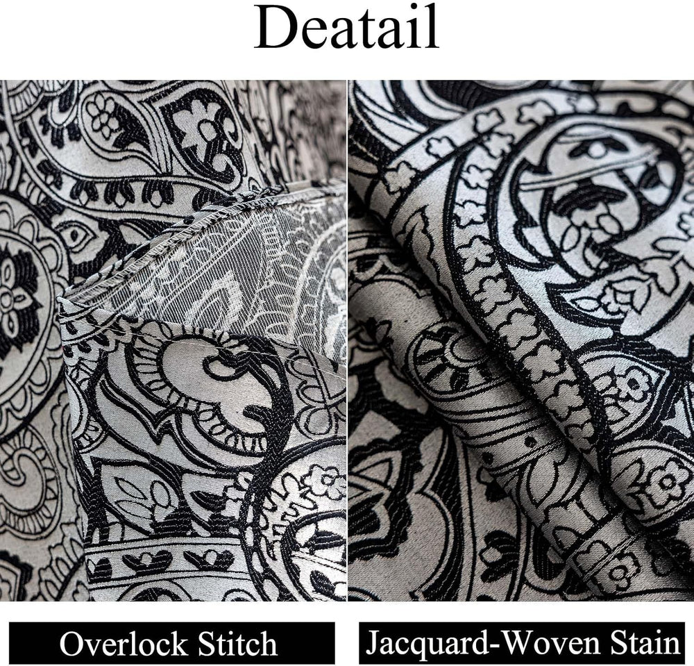 Black Jacquard Floral Tablecloth Rectangle 57”x70”, Waterproof & Wrinkle ...