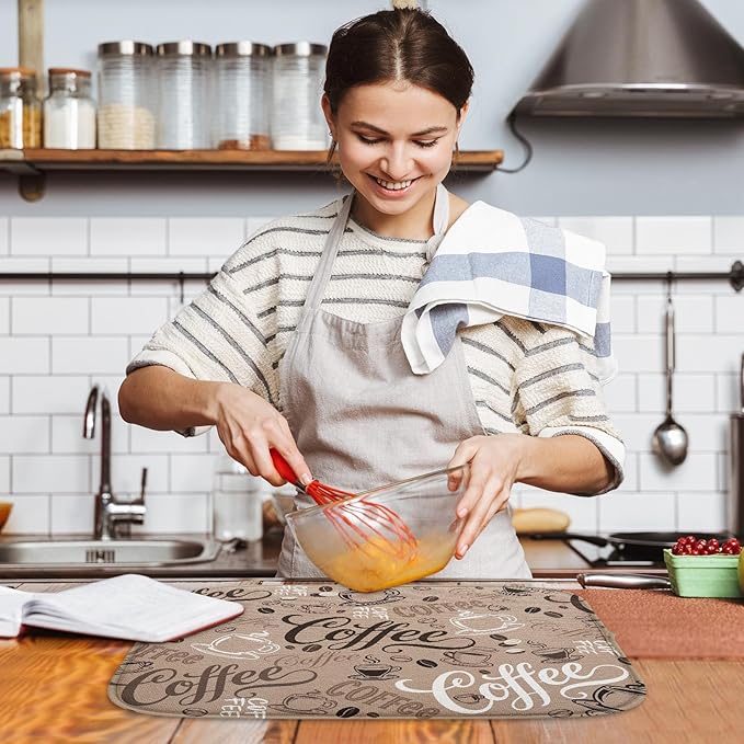 Sanwarm Absorbent Dish Drying Mat, First Coffee Cute Doodle Chalkboard - Image 6