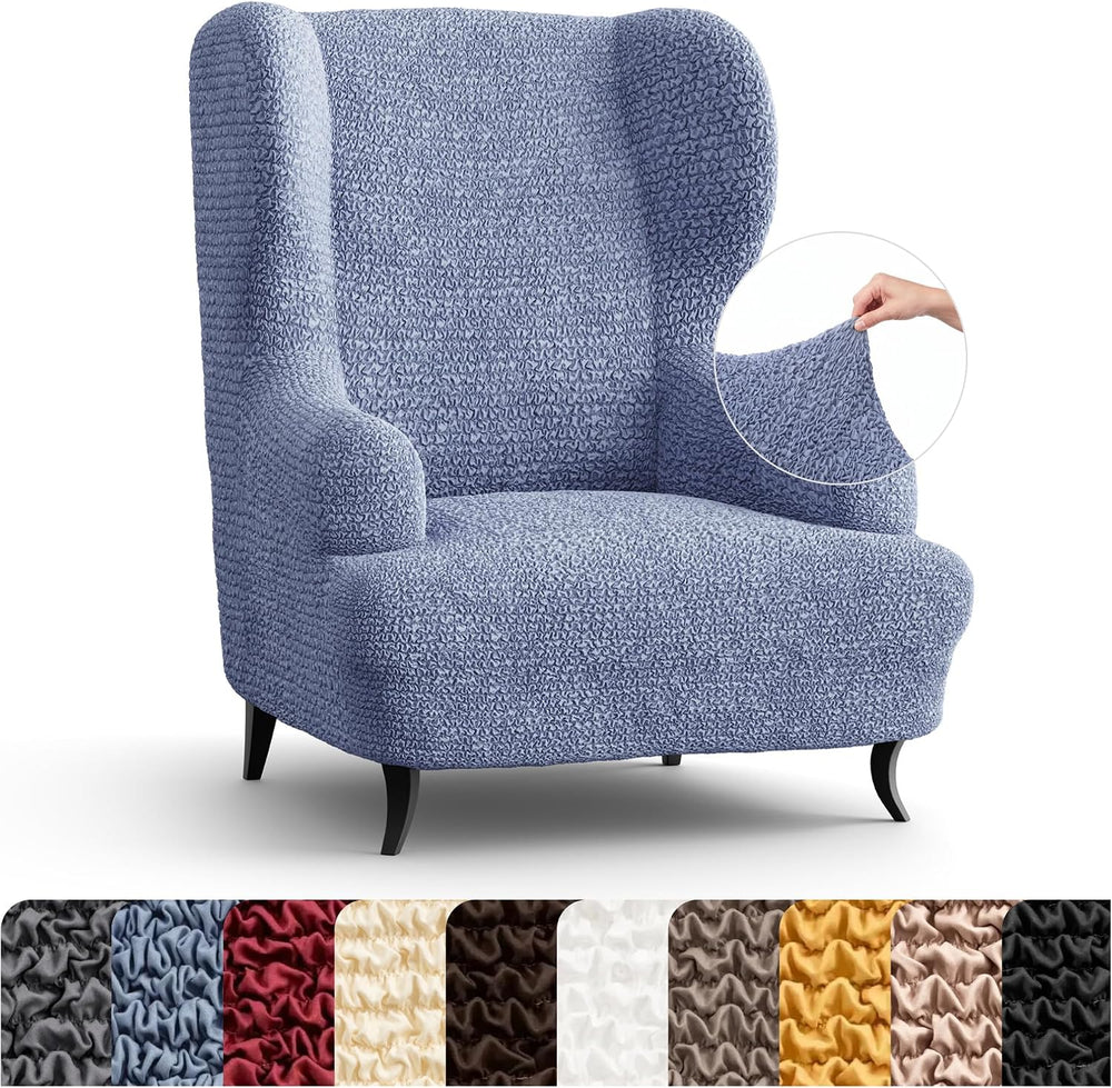 PAULATO BY GA.I.CO. Stretch Wingback Chair Slipcover 1-Piece – Bi-Elastic Win...
