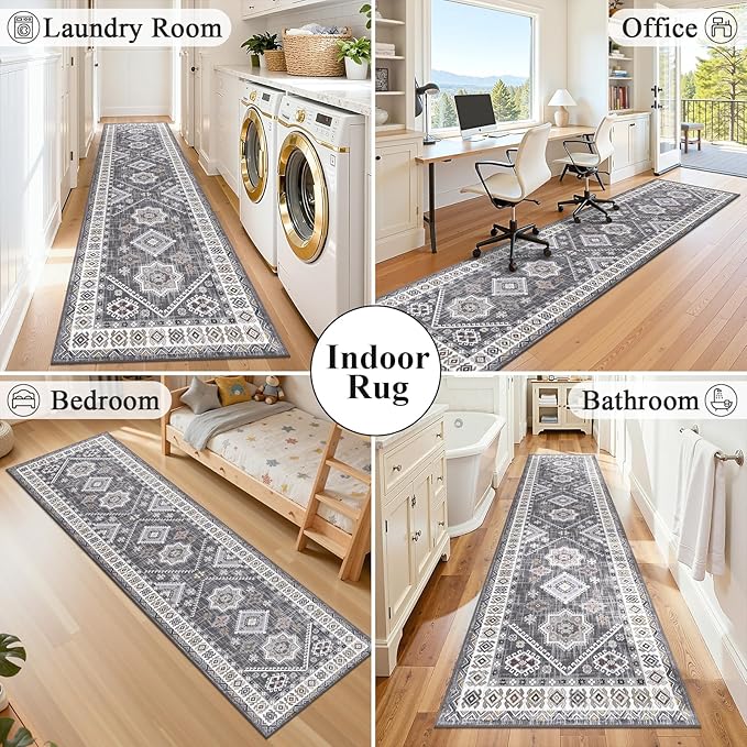 HEBE Washable Kitchen Rugs Runner 2'x 10', Non Slip Hallway Runner Rug - Image 7