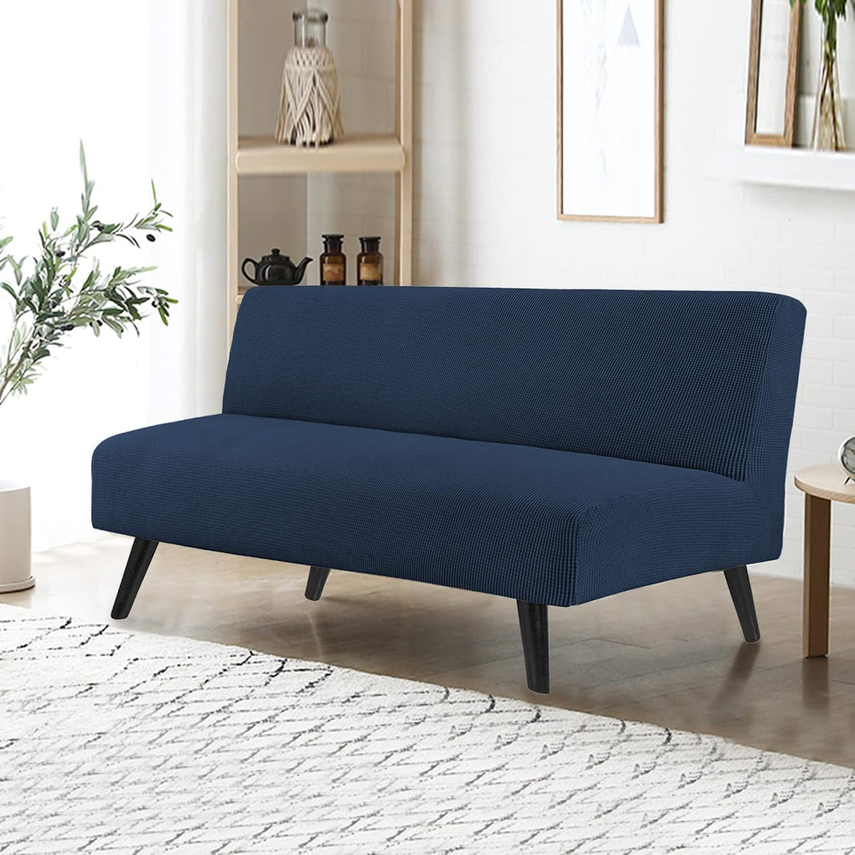 water repellent armless futon cover sofa bed slipcover shown in use