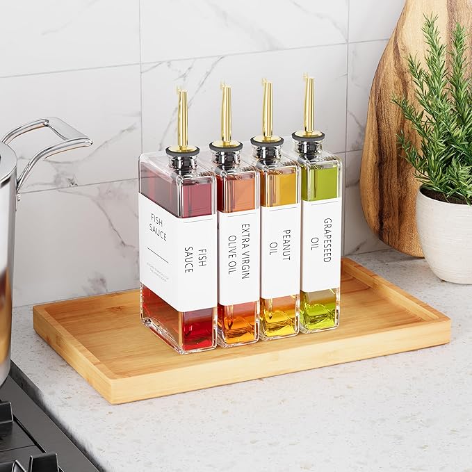 Kitchen Cooking Oil Dispenser Set, Olive Oil & Vinegar Bottles, Soy Sauce - Image 2